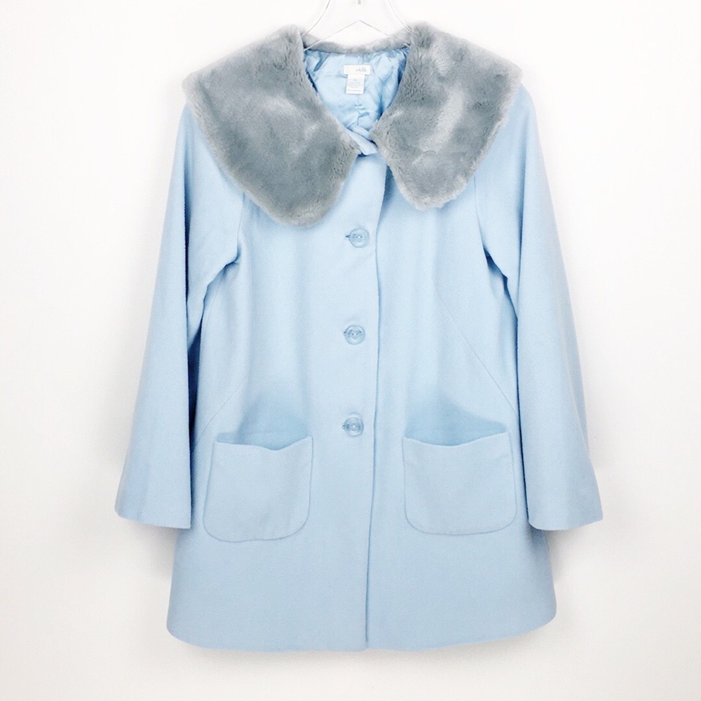 ANTHROPOLOGIE Odille Sky Blue Wool Winter Coat